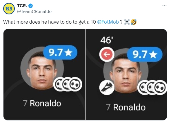 C罗半场造5球评分9.7！博主：他还要做什么才能10分？☠️